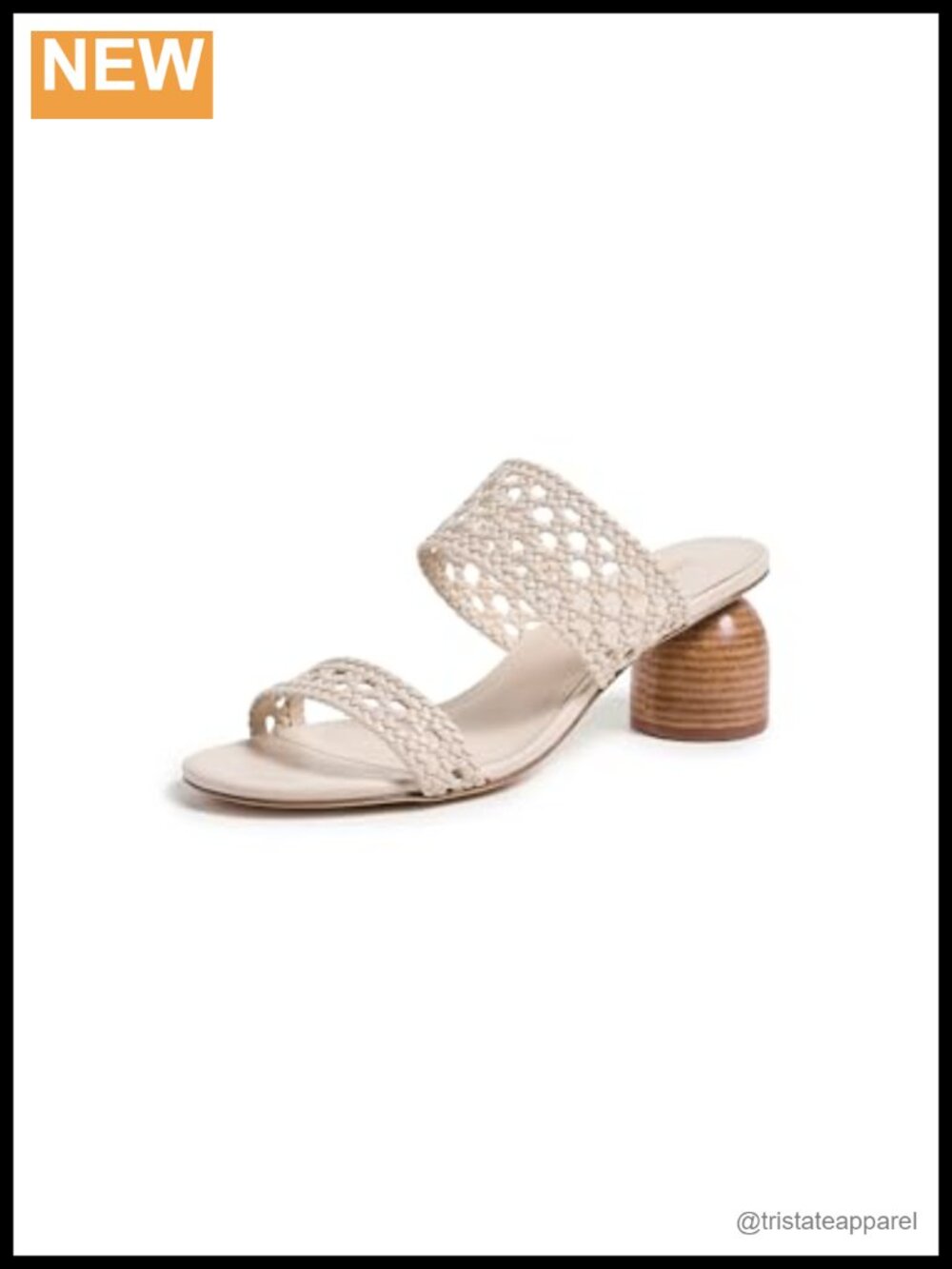 Larroudé Leather Macrame Sandals Slip On Ankle Strap Statement Heel